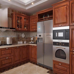 深圳整体厨房定做 实木橱柜 石英石台面 现代欧式灶台柜 2990元米