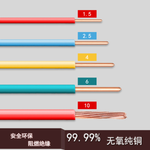 电线国标纯铜芯4平方100米2.5单股1修.5硬装电六缆四bv十家用铜线