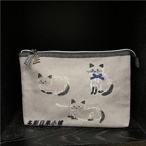 外贸单日本KUSUGURU猫咪ipad保护包内收纳手拿包可爱森系棉麻布艺