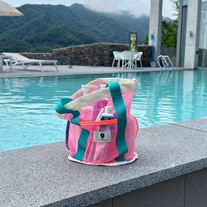 ins韩版撞色拉链沙滩包网包洗漱用品收纳包便携式旅行沙滩游泳镜