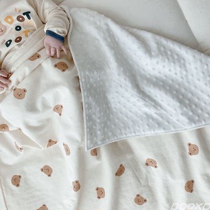 韩国纯棉婴儿豆豆毯幼儿园午睡毯新生儿被子儿童毛毯推车挡风盖毯