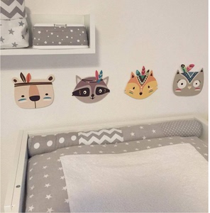 ins创意卡通墙贴儿童房幼儿园墙面装饰木塑板动物可移除壁贴挂件
