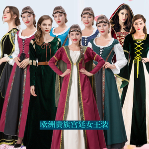 万圣节cosplay欧式希腊宫廷长裙复古贵族服装女王公主舞台演出服