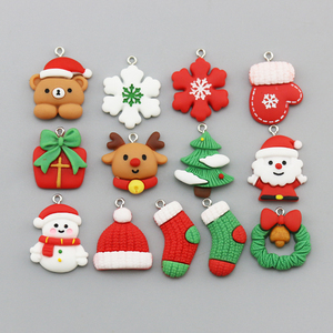 DIY饰品配件 树脂圣诞节系列挂件圣诞雪花帽子熊钥匙扣吊饰吊坠