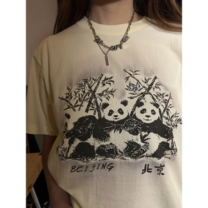 Pii 22SS Beijing Panda Vintage T-Shirt 北京熊猫做旧T恤美式