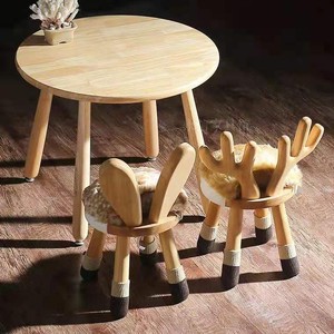 全实木儿童学习桌ins家用宝宝游戏桌幼儿园玩具桌子小圆桌椅套装