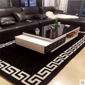 现代中式回纹地毯欧式黑白简约地毯客厅茶几沙发卧室红色满铺地毯