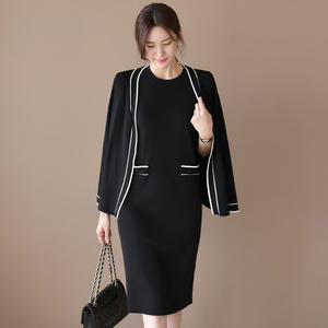 高级感拉满！2022年秋季韩版OL时尚气质通勤女性套装外套+连衣裙