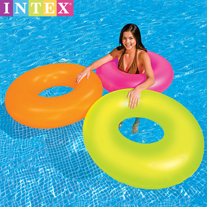 INTEX游泳圈成人网红浮圈救生圈夜光荧光泳圈充气玩具加厚腋下圈