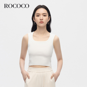 ROCOCO吊带背心2024新款女春夏白色针织美式外穿运动短款紧身上衣