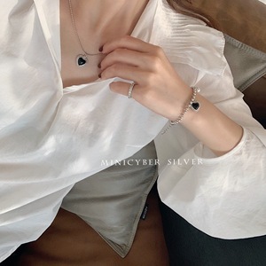 MINICYBER925纯银项链女爱心玛瑙项链锁骨链手镯手环手链时尚气质
