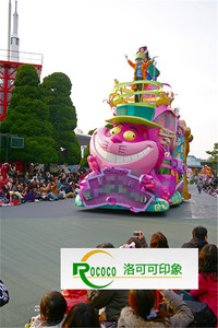 迪士尼花车粉色卡通动物主题巡游花车玻璃钢游行表演彩车