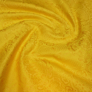 特金黄色明黄色底纹宝相花纹团花中式织锦缎布料云锦丝绸缎子面料