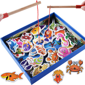 儿童益智蒙氏早教教具 1-2-3岁宝宝磁性钓鱼游戏亲子互动木质玩具