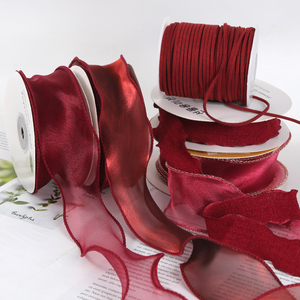 酒红系列丝带彩带diy手工礼物包装花束蛋糕花束装饰缎带织带材料