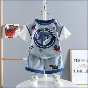 儿童夏季两件套宝宝运动套装洋气时尚男女童短袖韩版婴儿潮装童装