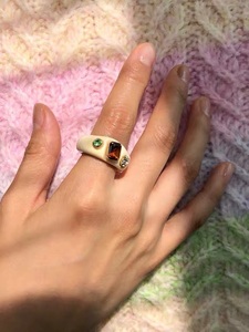 现货自制ylyl韩国设计ins同款锆石宝石钻亚克力透明戒指