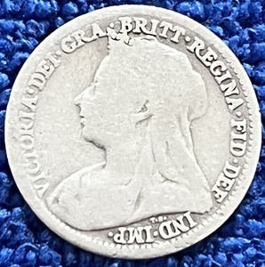 世界钱币 英国银币 维多利亚（披纱版）1901年3便士 Y-0044