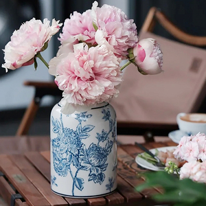 青花瓷陶瓷花瓶中式客厅插花花器玄关餐桌复古装饰品新中式摆件