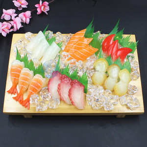 仿真生鱼片三文鱼北极贝章鱼鳗鱼刺身拼盘日本料理食物菜品模型