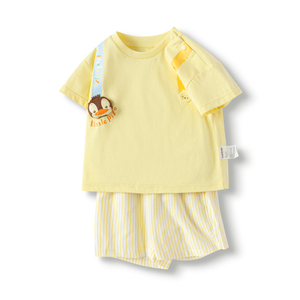 巴拉巴拉男婴童短袖T恤短裤两件套2024夏装新款小鸡球球绘本套装