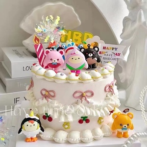 蛋仔派对蛋糕装饰卡通儿童立体仔仔熊生日派对甜品台蛋糕装饰摆件