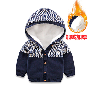 宝宝毛衣加绒加厚1-3岁男女童小童冬装衣服0婴儿纯棉针织开衫外套