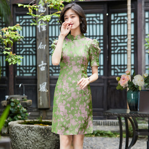 朵拉芭娜送考一路绿灯旗袍女夏季复古中国风日常改良短款连衣裙