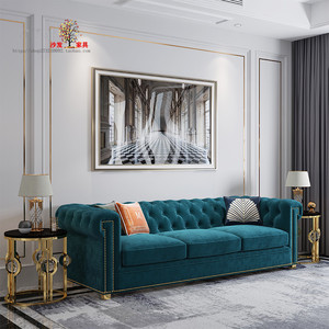 美式轻奢布艺拉扣沙发现代简约小户型客厅单双三人整装网红沙发