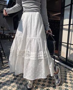 韩国白色蛋糕裙半身裙女2024夏季新款宽松显瘦高腰小个子仙女裙