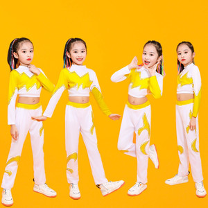 新款健美操套装体操儿童啦啦操啦啦队演服出服显瘦黄色运动会比赛