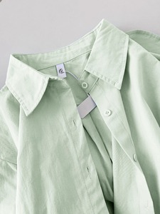 【赠送运费险】薄荷绿衬衫女上衣小个子夏季宽松设计感防晒衫衬衣