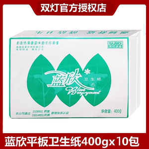 蓝欣平板卫生纸400g双灯厕所纸巾10包装厕纸草纸家用实惠装刀切纸