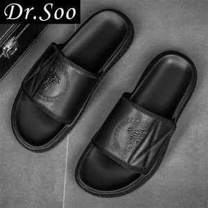 Dr.Soo轻奢品牌24新款拖鞋男款外穿真皮厚底一字拖男士个性凉拖鞋