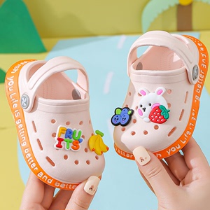 儿童凉拖鞋夏季2022新款小童洞洞鞋包头婴幼儿防滑软底女宝宝拖鞋