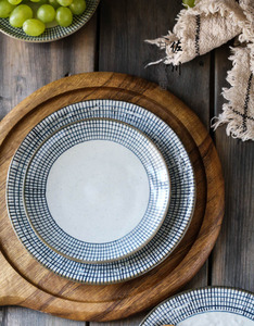 日式和风 蓝格子系列古朴陶瓷餐具创意早餐盘 菜盘 日食记同款