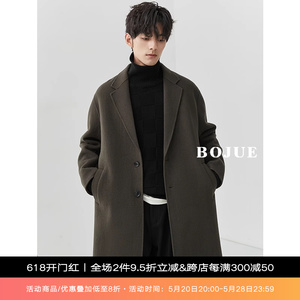 高级感双面羊毛大衣男中长款22秋冬季新款韩版西装领加厚呢子外套