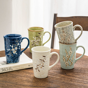 日本制进口陶瓷樱花马克杯日式简约和风茶杯家用水杯子咖啡杯单杯
