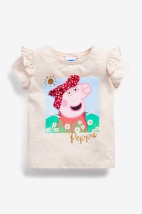 现货NEXT童装女童宝宝小猪佩奇短袖T恤儿童有机棉彩虹上衣夏季