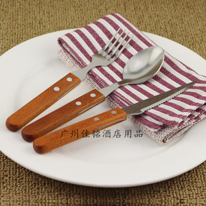 木柄牛排刀叉两件套装不锈钢西餐刀叉勺三件套餐具特力铁板烧餐具