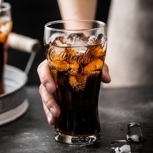 土耳其进口CocaCola授权玻璃水杯简约创意果汁冷饮可乐杯啤酒杯子