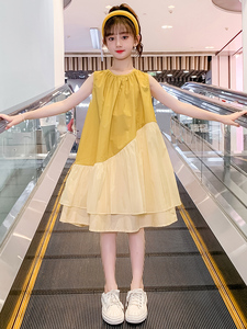 日韩女童连衣裙2024新款儿童薄款洋气棉布拼接裙中大童网红公主裙