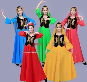 新疆舞蹈服装女新款演出服新疆民族舞台服装新疆表演服成人连衣裙
