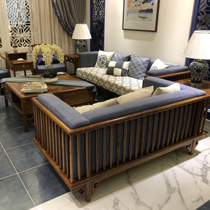 新中式沙发小户型禅意实木榫卯家具别墅客厅现代简约组合厂家直销