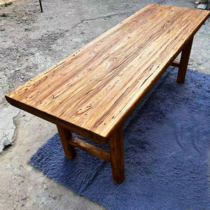 北方老榆木茶桌实木复古中式茶台桌子长条餐桌家用桌面吧台长桌椅