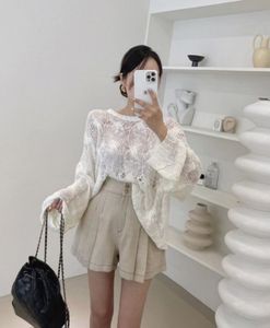 韩国东大门代购2024夏季新款女BELLINO293时尚宽松镂空长袖针织衫