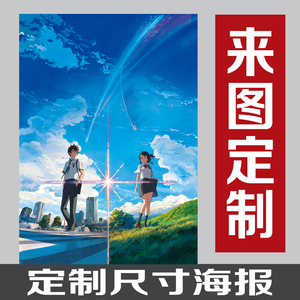 二次元高清动漫海报你的名字墙贴宿舍自粘墙纸装饰壁画 来图定制