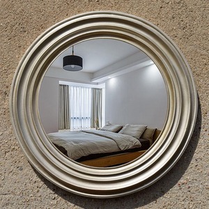 欧式浴室镜法式风格家居装饰圆形背景墙梳妆台化妆镜美式玄关镜子