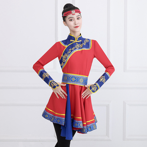 蒙古舞蹈演出服少数民族表演服女蒙族舞蹈艺考练功服成人舞台服装