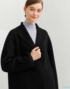 DAKS高端女装韩国正品代购23冬款羊毛混纺毛呢大衣DLCO3D992 BK黑